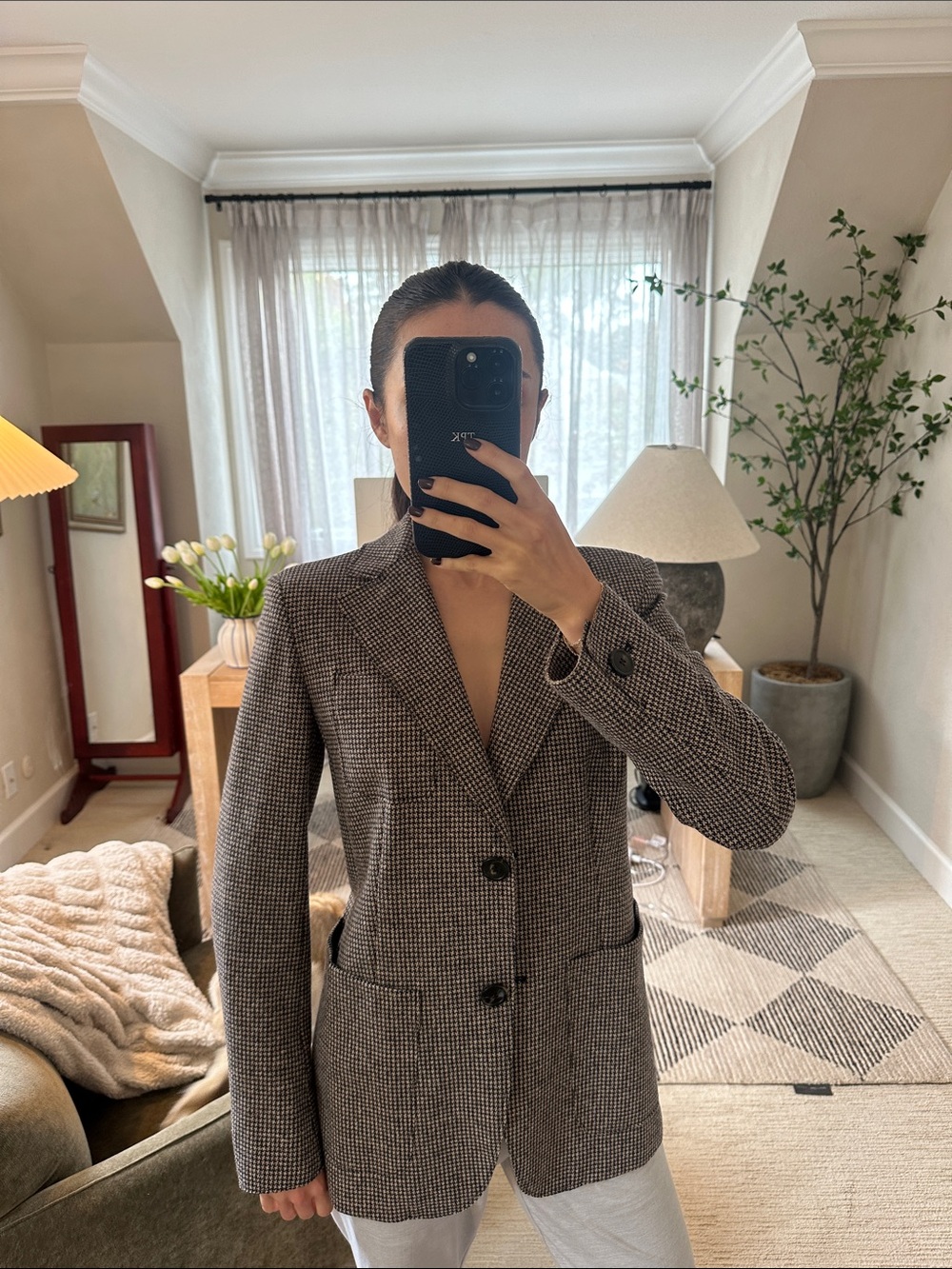 Weekend Max Mara Brown Houndstooth Blazer Jacket